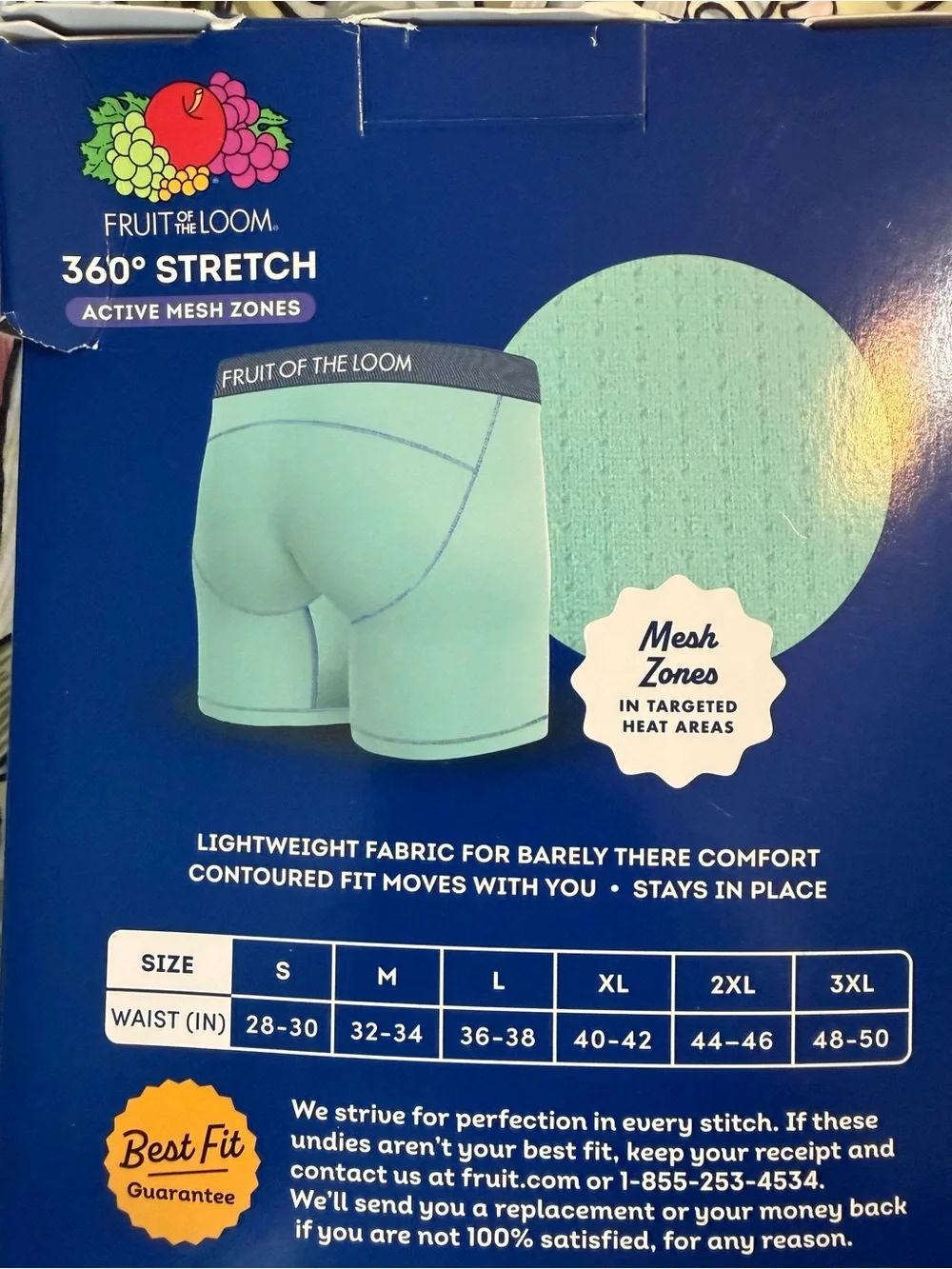 Fruit of the Loom Men’s 360° Stretch Boxer Briefs - Teal/Blue/Black - 3 Pack